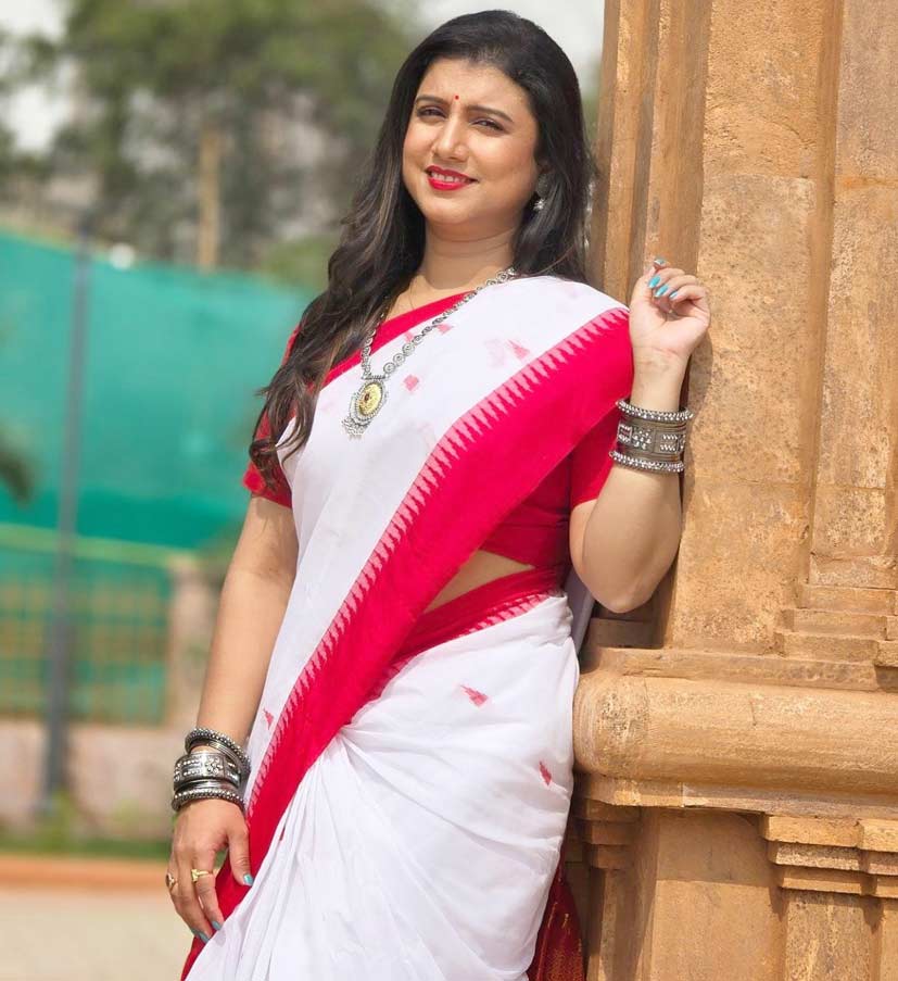 Diptirekha Padhi in White Saree and Red Blouse