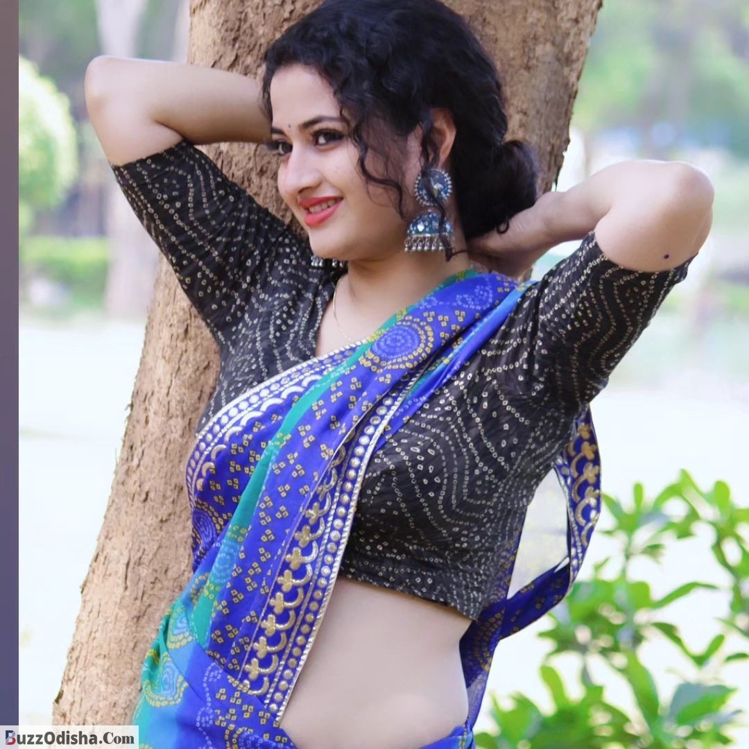 Anuradha Panigrahi in Blue Saree Photo