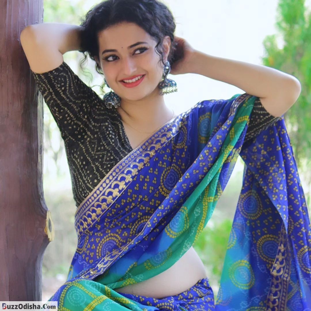 Anuradha Panigrahi in Blue Saree Photo